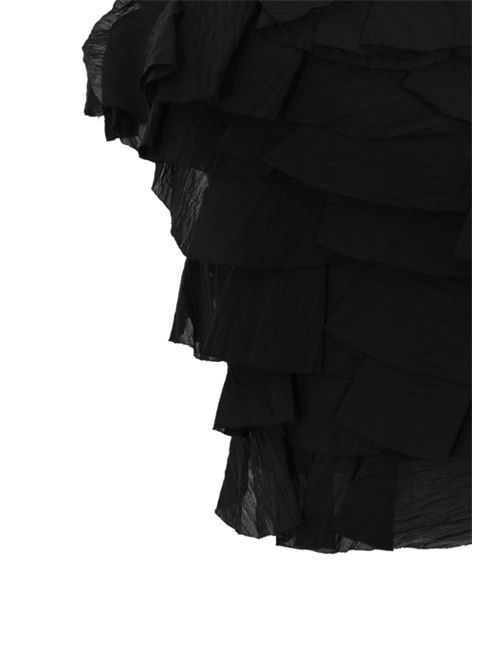 Top a fascia con rouches in mussola di cotone Nero Alpha studio | AD-6540P2002